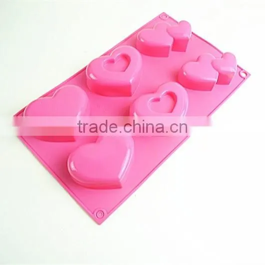 10115 6 pcs hearts Shape Silicone Cake Mold