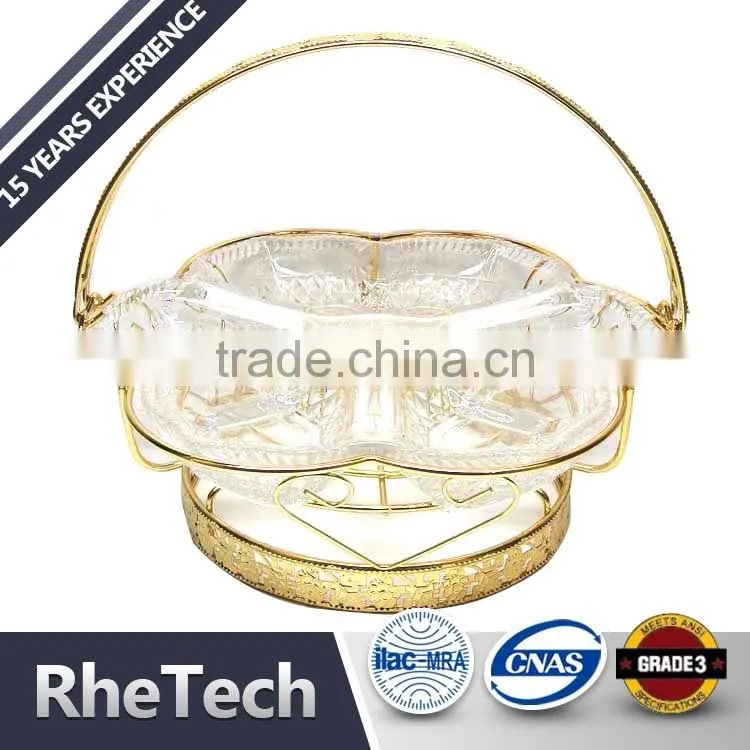 Round Shape Metal Wire Fruit Basket with Brass Antique Rack