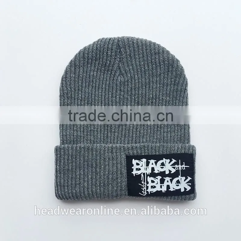 Top Quality Label Patch Beanies Winter Ski Kintted Cap