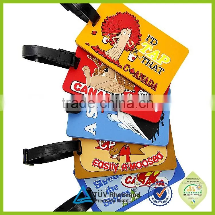 Wholesale shaped travel cartoon design 2015 cheap soft pvc luggage tags