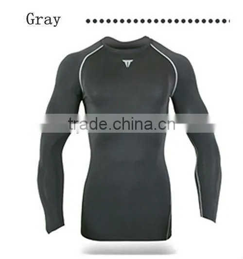 Tight fitted spandex plain long sleeve t shirt