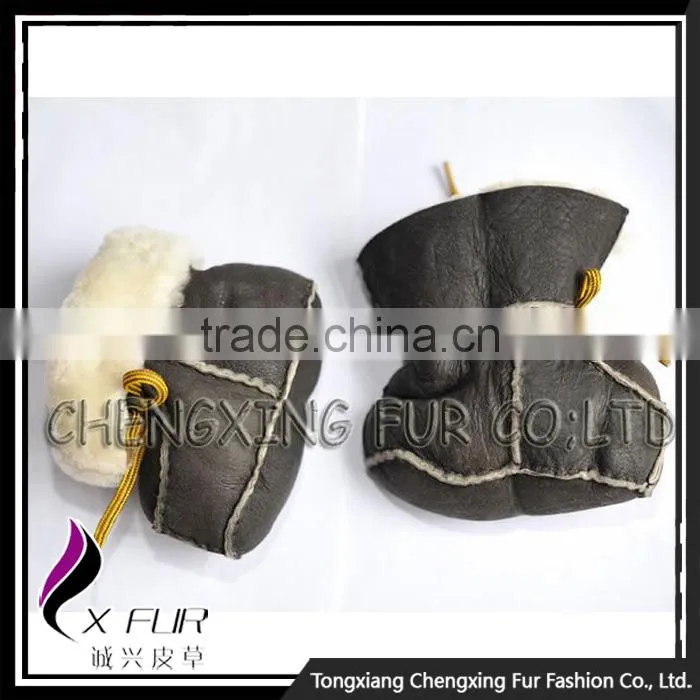 CX-SHOES-06C Genuine Sheared Sheep Skin Leather Funny Baby Shoes