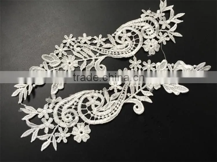wedding flower embroidery lace fabric 3d flower wedding dress lace applique