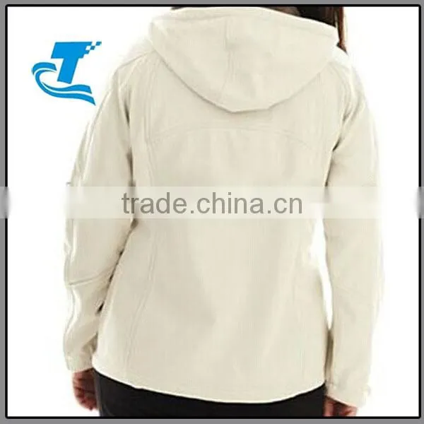 Winter Hooded White Women Softshell Jacket
