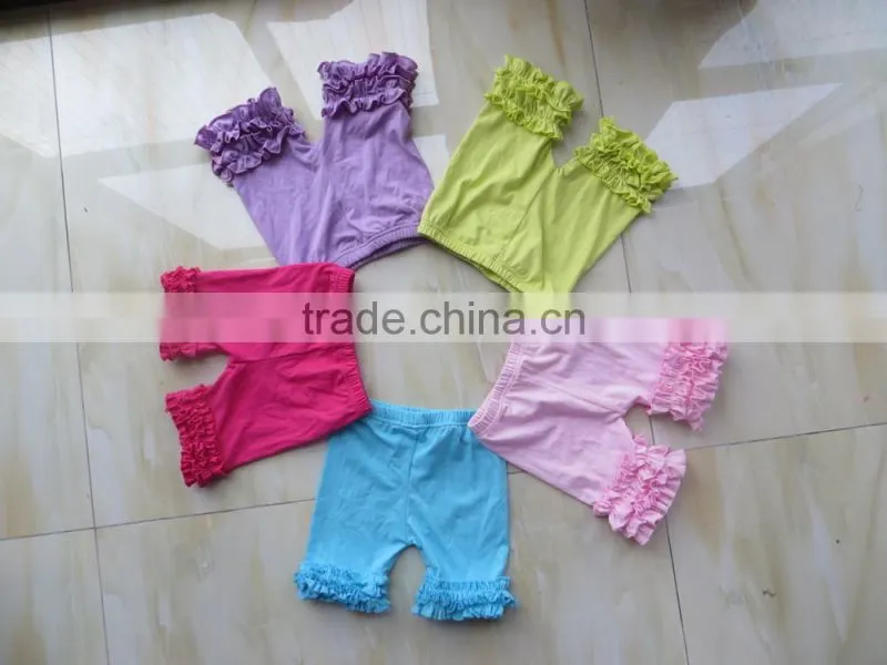 Wholesale Baby summer Small Ruffle triple Shorts 20 Kinds Different Color solid