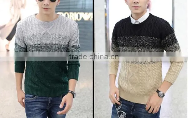men melange color cotton pullover sweater
