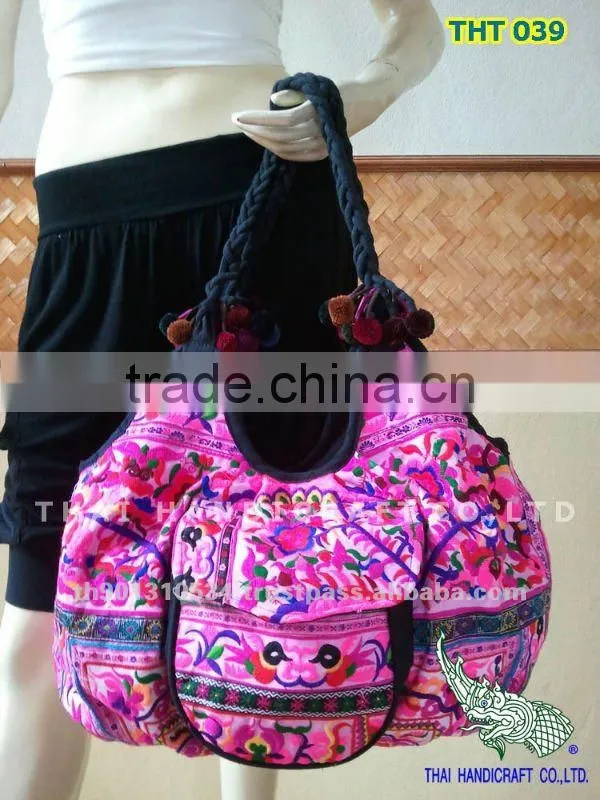 Thai Embroidered HMONG Hill Tribe Tote Handbag