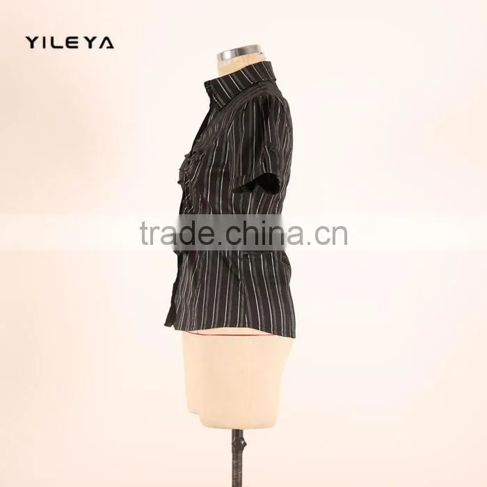 Mini fashionable office style women formal blouse designs with metal decoration