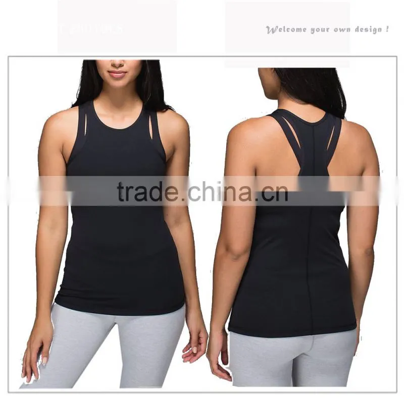 Wholesale gym yoga fitness womens sports black tank top