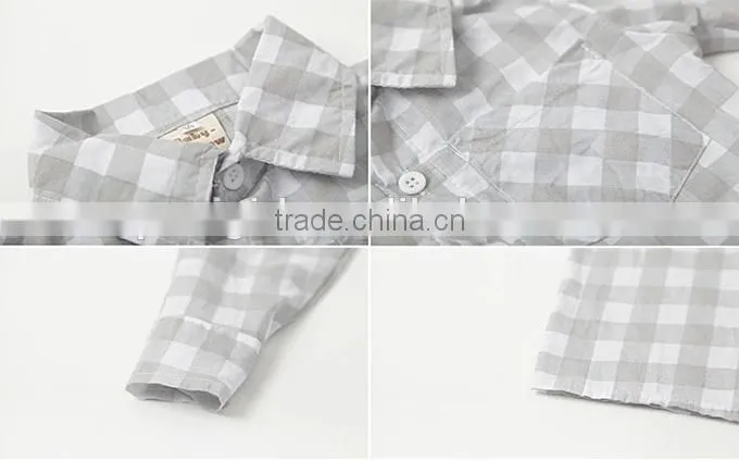 2016 Baby Boy Clothing sets Cotton Boy Suit With Vest And Grid Tops Grey Pants Infant Wear Kids Clothes Child Apparel