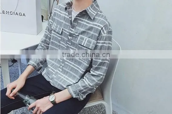 Fashion grid long sleeve shirts