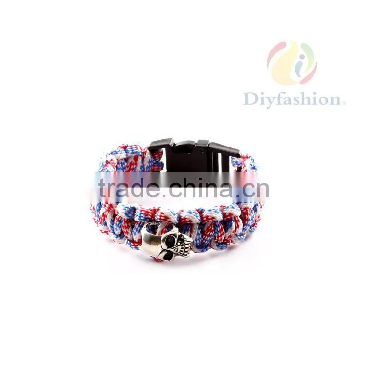 New Design Cheap Adjustable Stainless Custom In Paracord Bracelet PC6017-6
