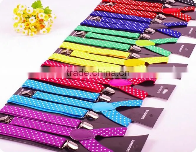 Polka Dot Braces Suspenders Elasticated Adjustable Polkadot Boys Girls 2.5cm/1"