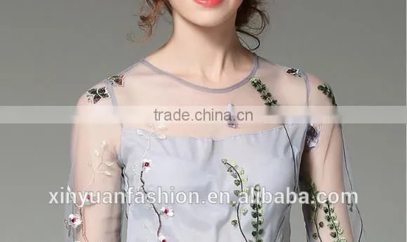wholesale high quality hand embroidery designs for girls dress hollow section Sexy maxi dress