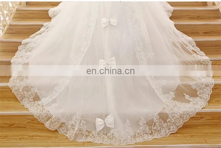 HS1623 2017 Lace Strapless Wedding Dress With Long Train Bridal Ball Gown