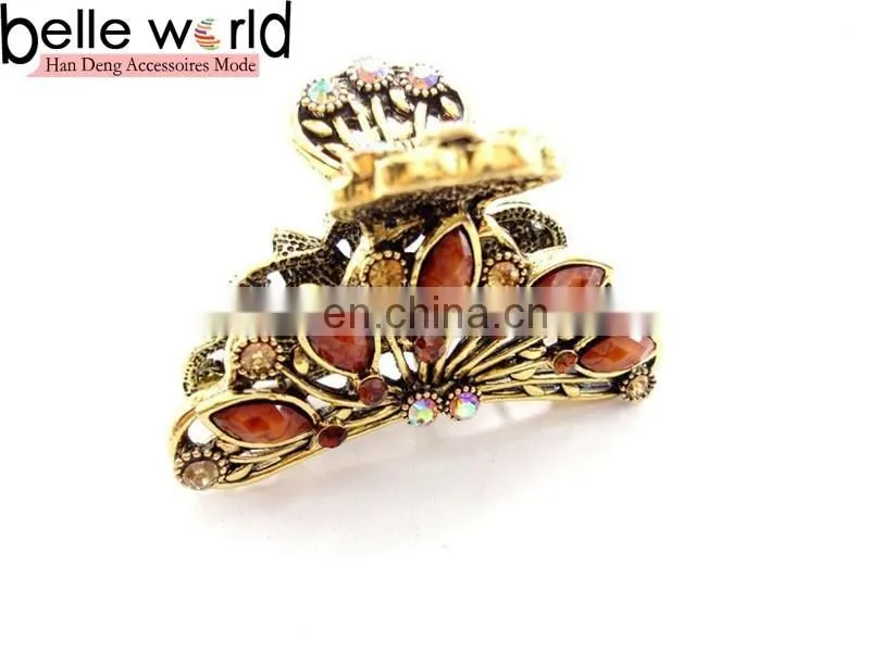 Fashion Europen Retro Large Metal Rhinestone Jewel Hair Claw Clip