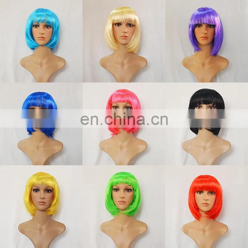 MCW-0386 Party Masquerade synthetic long braids women yellow red black Punk wig