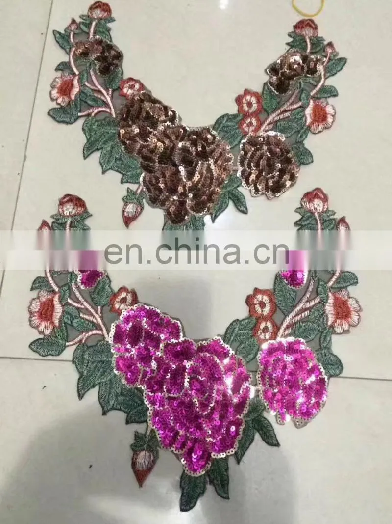 wholesale new deisgn popular flower embroidery sequin collar