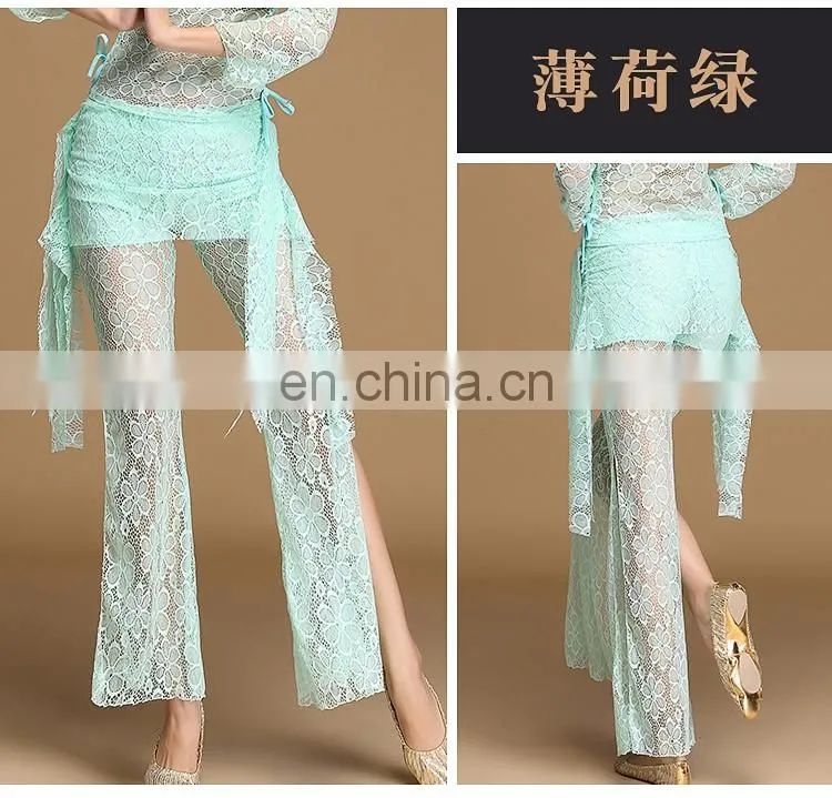 K-4050 Sexy beautiful lace belly dance pant trousers with hip scarf
