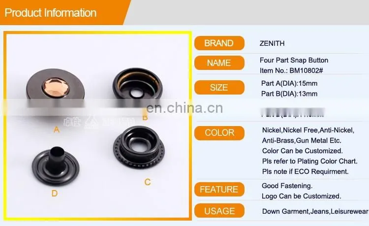 Rhinestone Snap button fro Jacket Decoration BM10802