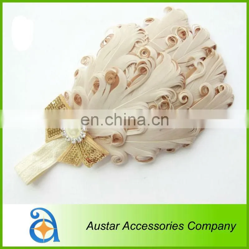 Wholesale Feather Headband hairband Baby Girls flowers headbands