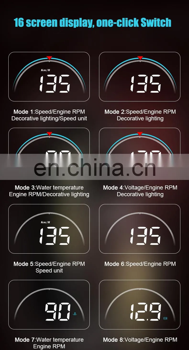 High Quality Hud Vehicle Head Up Display Car Heads Up Display Car Hud Speedometers Overspeed Warning