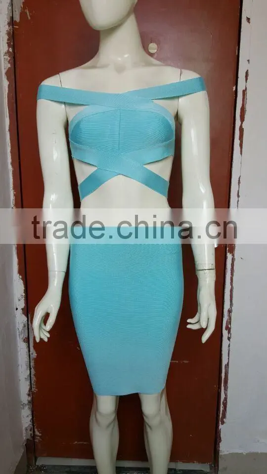 Summer dress 2015 summer new women sey two piece set red blue yellow black purple sey evening party bandage dress Bandage Bodyco