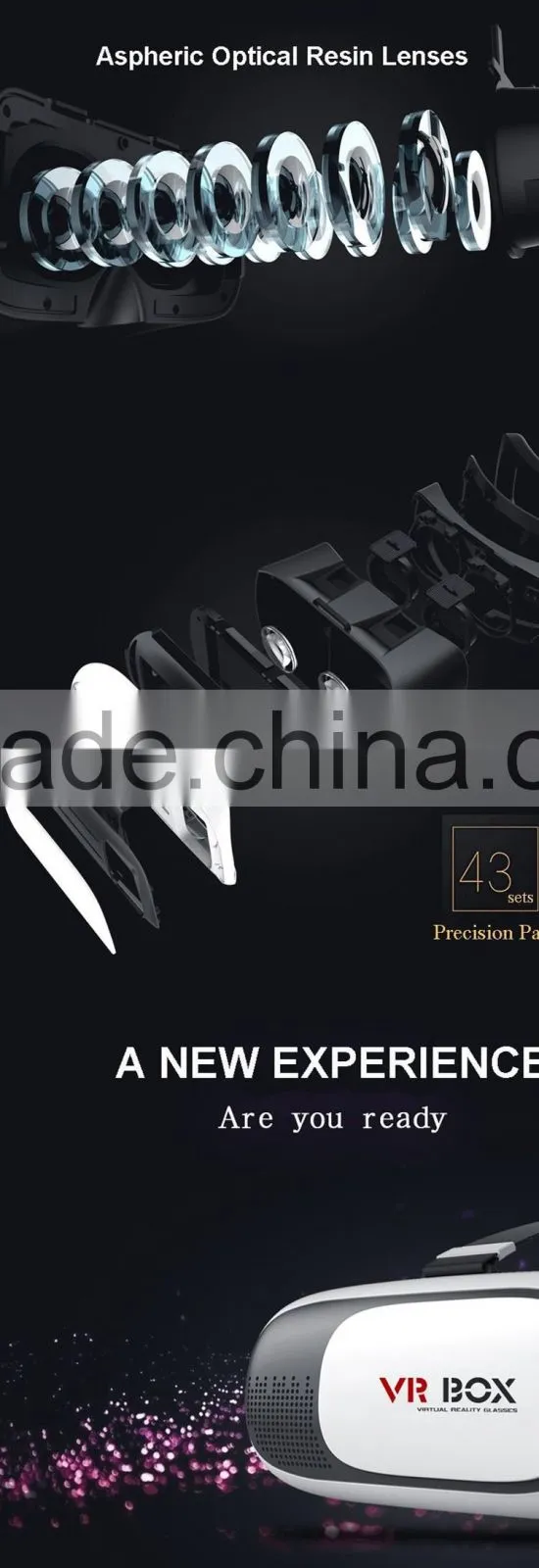 New Technology VR Box 2.0 Generation Distance HD Optical Resin Lens VR Box 3D Glasses for Smart Mobile Phone
