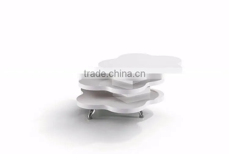 Flower Shape Multi Functional White Coffee Table For Comfort