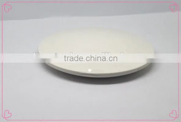 Oval white pressed powder plastic container with mirror/ cosmetic makeup container