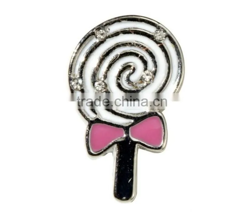 Zinc Alloy Lollipop Enamel & Crystal Slide Charm for Pet Collars