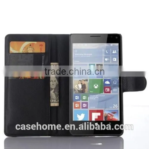 Lichi Pattern PU Leather Flip Wallet Cover for Microsoft Lumia Phones