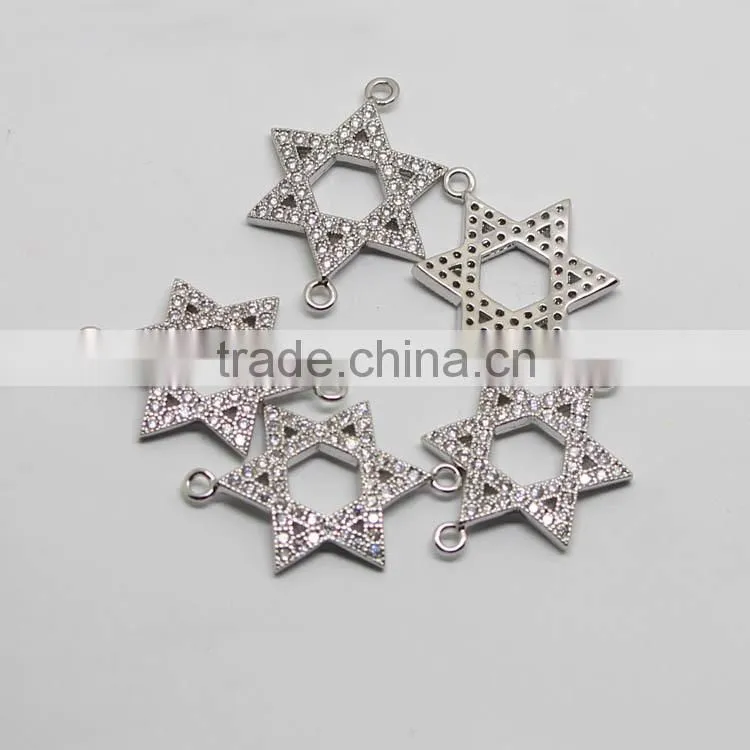 CZ6461 Wholesale mirco cz pave hexagonal star bracelet charm connectors