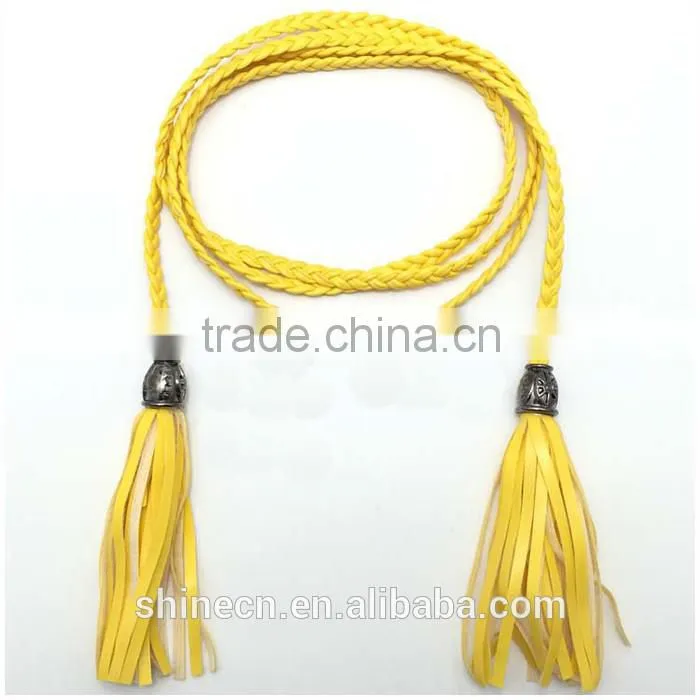 Women Hand-woven Chain Belt Korean Fashion Decorate Slim Leather Chain Belt