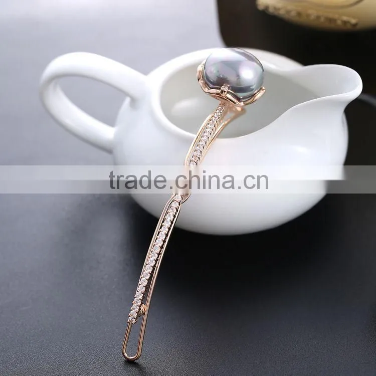 Brand Design Elegant charm Pearl&crystal Headdress Accessory Headwear Wedding jewelry Hairwear woman Girl 18K Gold Hair Clips