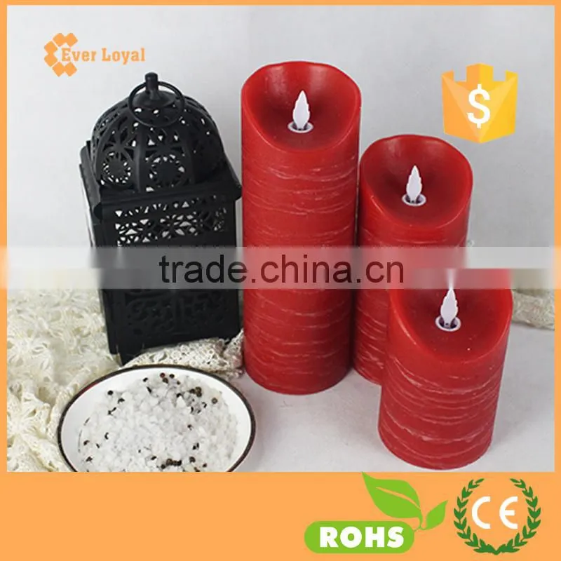 Hot Sale Flameless Candle With Moving Wick Rustic Pillar Candle Set