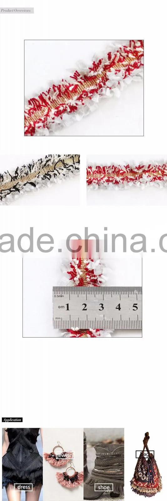 Latest fashion trend golden ribbon band with colorful fringe