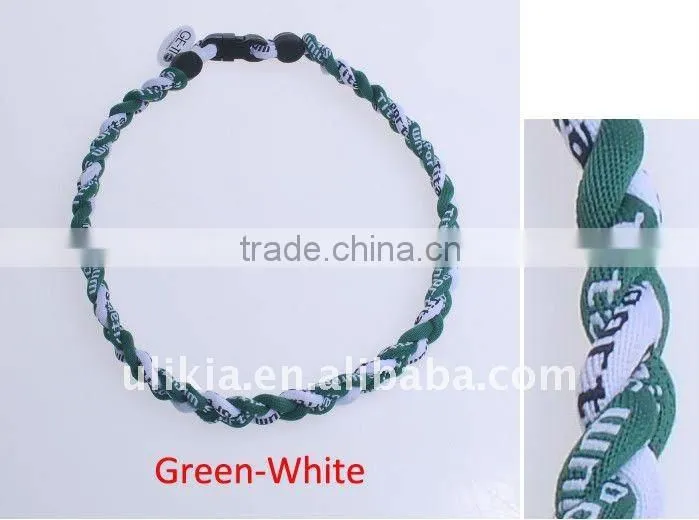 Germanium Titanium Baseball Sport Necklaces tri-braided 22''