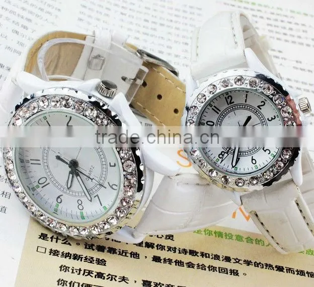 New quartz couple watches diamond couple watches pu leather couple watches