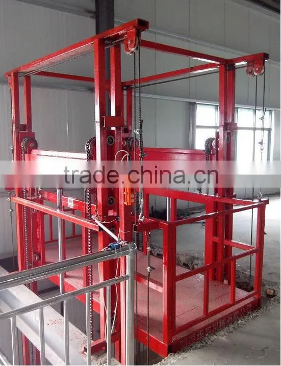 Vertical guide rail hydraulic cargo lift with CE
