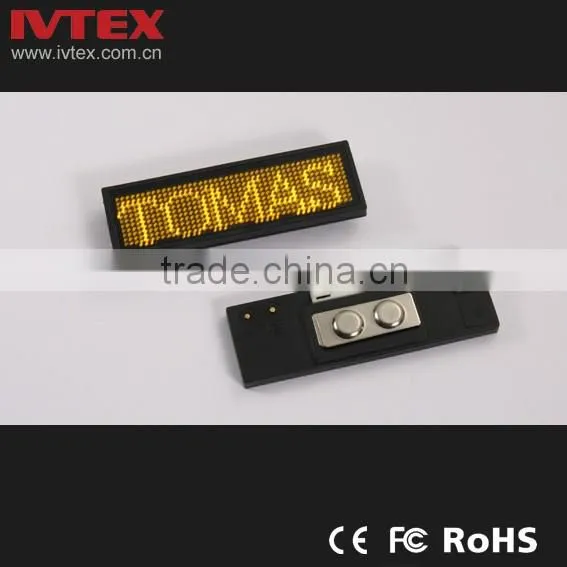 Digital Blue Rechargeable Battery Backup Mini LED Display / LED name badge / LED name card