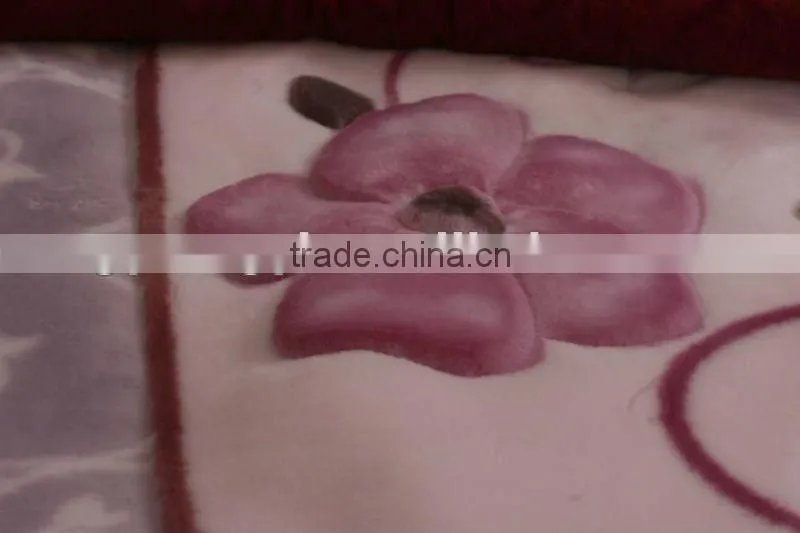 100% polyester printed and special carving raschel blanket 5kg