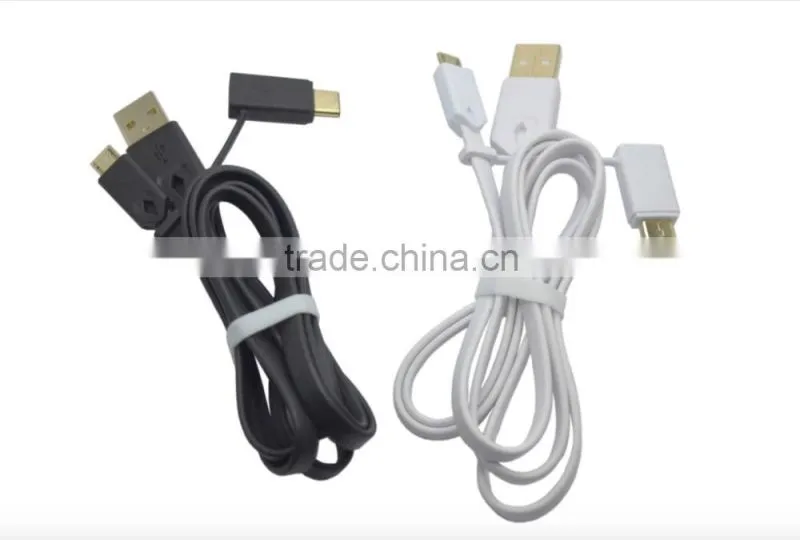 2016 new arrival 2 in 1usb charger cable for type c and micro usb phone made in china