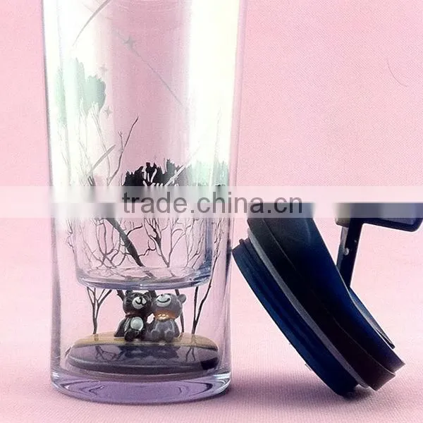 10oz/295ml cute double wall theme travel mug with doll