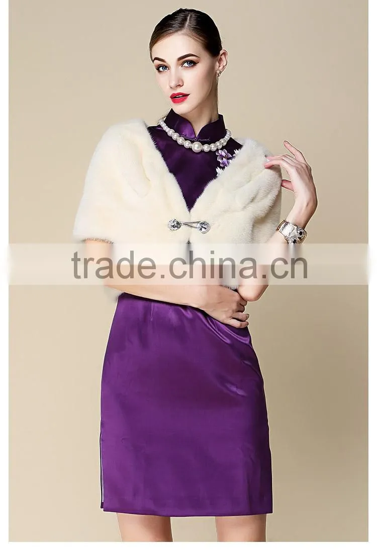 custom white mink fur shawl for girls