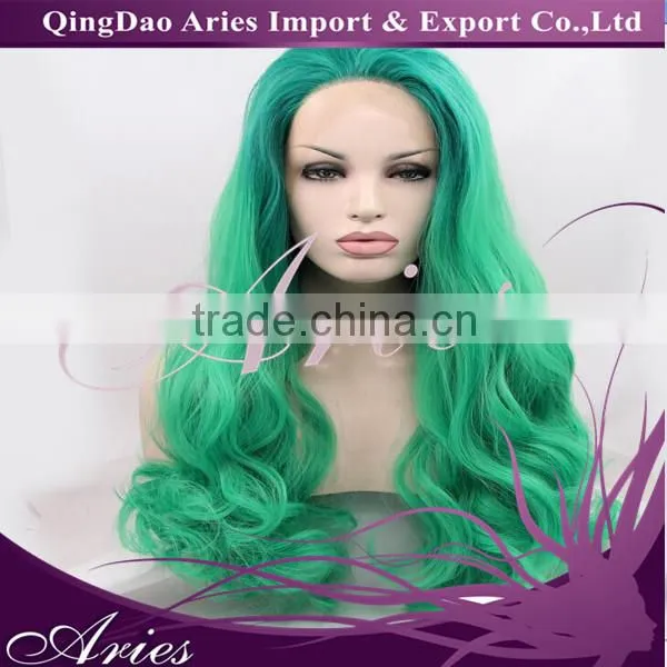 Fashion straight hair Center part bang mixed color gray synthetic lace front wig