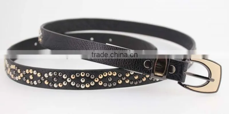 2015 Women's Fashion beads belt with leather belt with high quality leather in YiWu