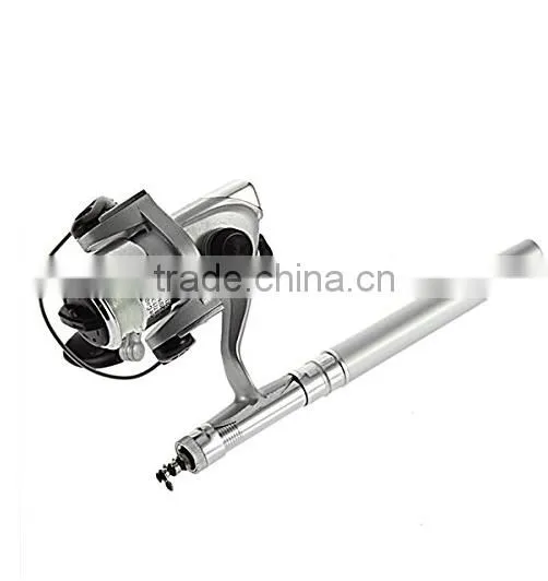 Mini Aluminum Saltwater Fishing Tackle Pocket Pen Fishing Rod Pole + Reel