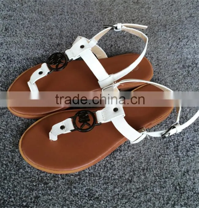 Woman sandal shoe new design,low price flat ladies fancy sandal,new designs flat lady sandal