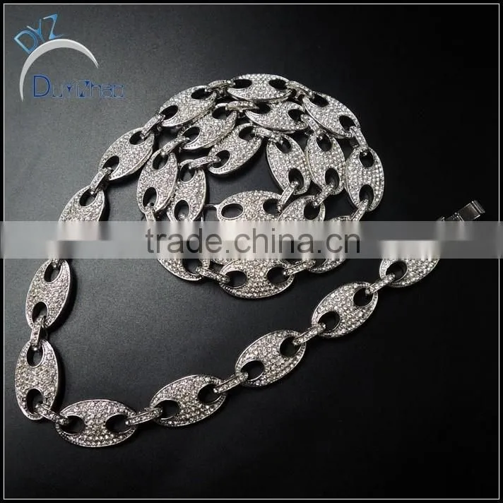 high quality latest hip hop pave cz link necklace